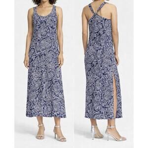 Theory Paisley Print 100% Silk Georgette Maxi Dress P Petite/XS Sleeveless Flowy
